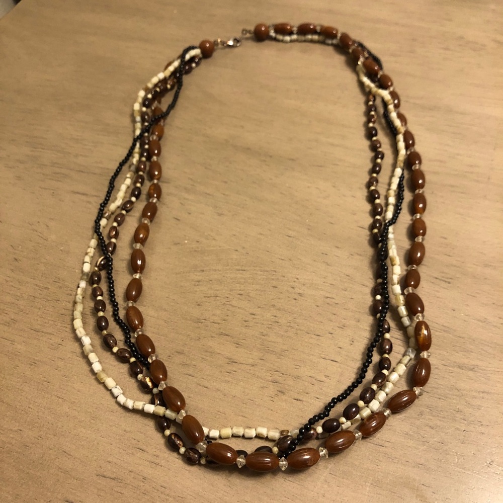 Multi-Strand Layered Beaded Vintage Retro Necklace